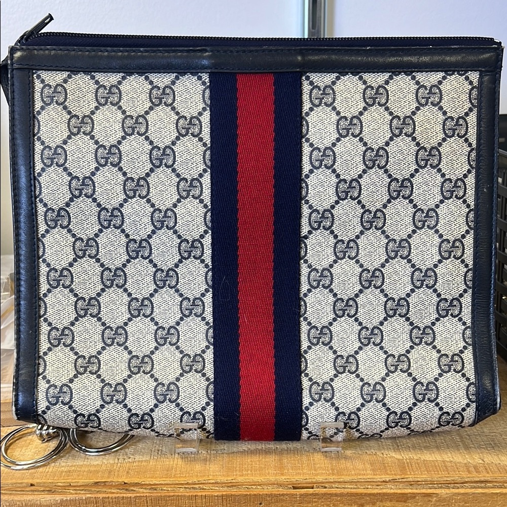 Gucci Blue and Red Patterned Clutch Reposh